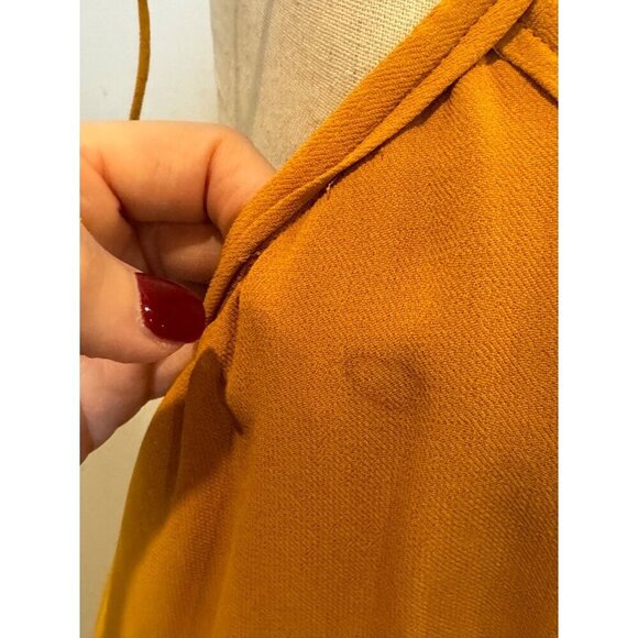 Zara Dress Women Small Mustard Yellow V Neckline Strappy Shoulders Pleated Maxi - Picture 10 of 13